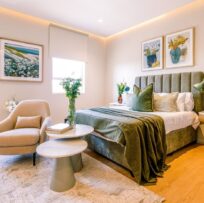 Bed and chair in retirement room