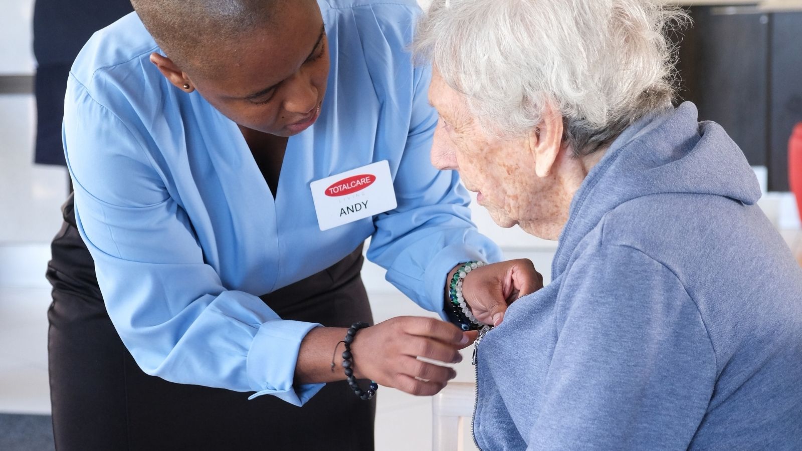 A care companion providing frail care