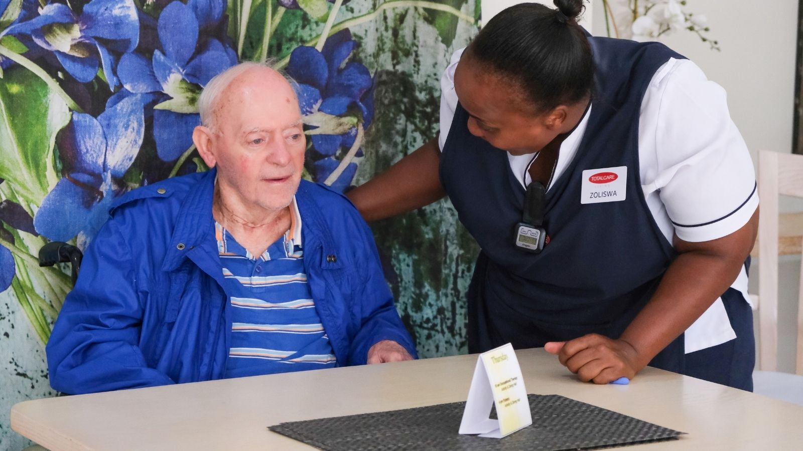 A care companion providing frail care
