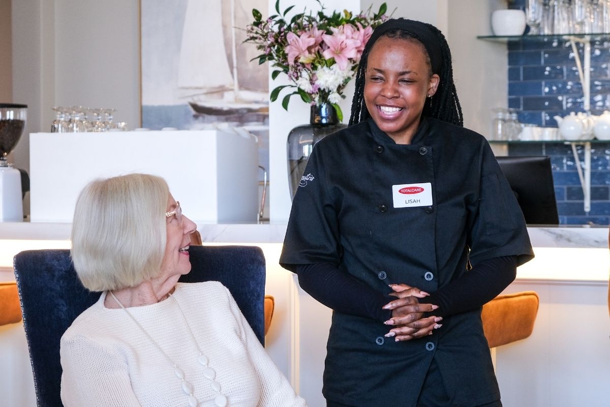 A care companion providing frail care