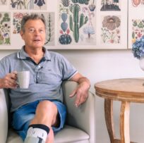 Man enjoys care in beautiful care setting